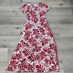 Vintage Hawaiian Mumu Red and White Floral Maxi Dress
